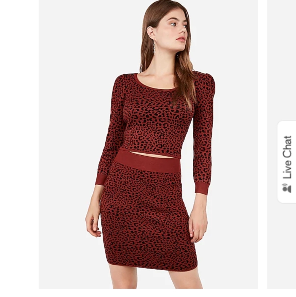High waisted leopard mid thigh sweater skirt